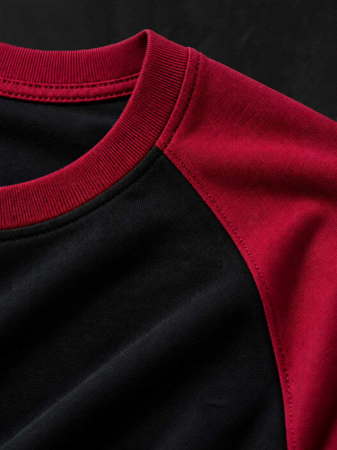 TeeVybe Men’s Thunder League Graphic Printed Raglan 3/4 Sleeve T-Shirt | Black & Red