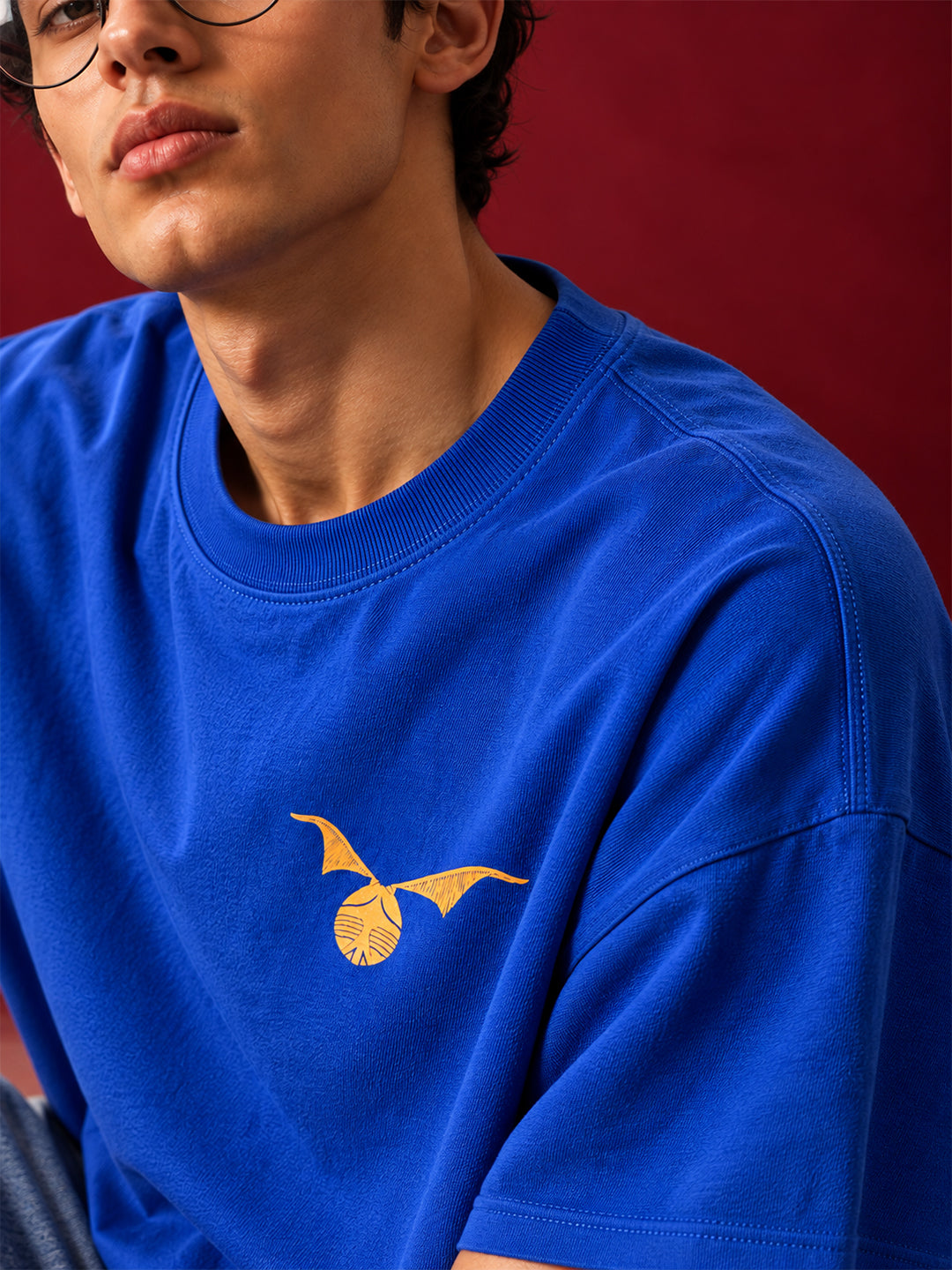 TeeVybe Men’s Royal Blue Graphic Printed Oversized Round Neck T-Shirt | Magic Is Everywhere Back Print
