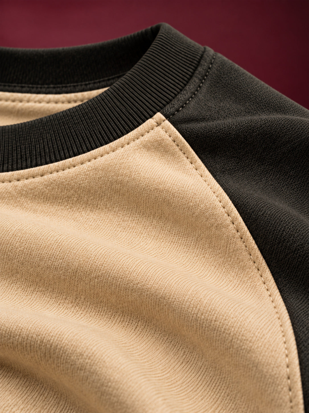 TeeVybe Women’s Beige & Olive Green 3/4 Sleeve Raglan T-Shirt | Round Neck Casual T-Shirt