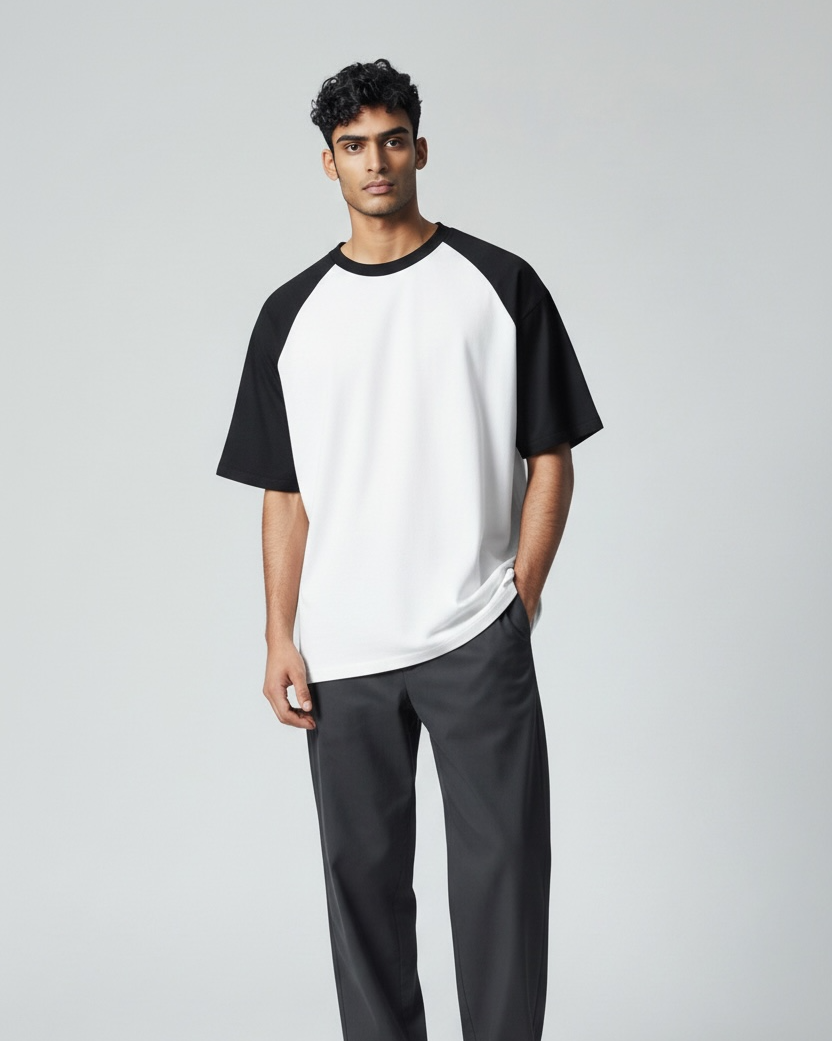 Black Raglan Oversized T-Shirt