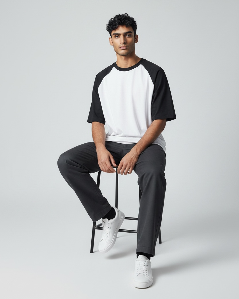 Black Raglan Oversized T-Shirt