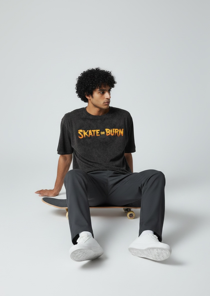 Skate Or Burn Vintage Oversized Heavyweight T-Shirt