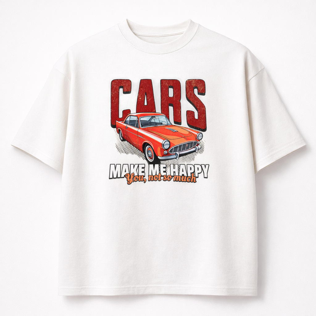Cars Make Me Happy Oversized T-Shirt